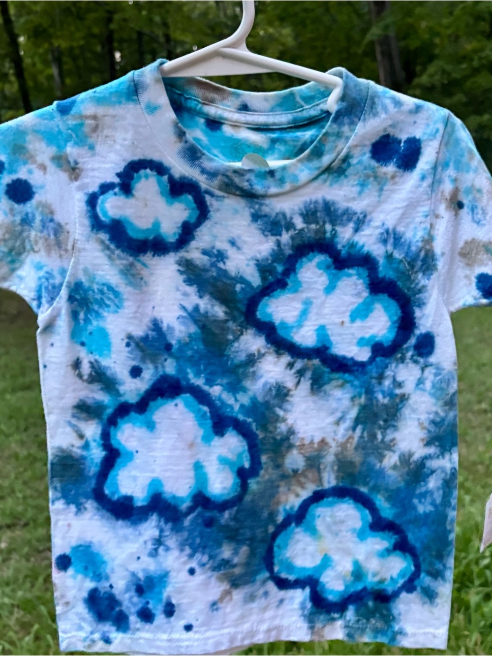 Kids Tie-Dye Cloud T-Shirt - Blue & White